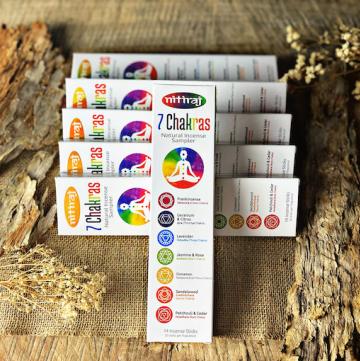 NITIRAJ 7 Chakras- Incense Sampler- Refill Set (6 boxes x 14 sticks)